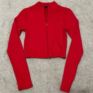 Red Zip-Up Cropped Jacket